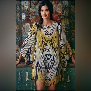 Anthropologie Animal Print Sarita Swing Dress By Leifsdottir Silk